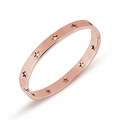 Roségoudkleurige roestvrijstalen armband met sterpatroon en scharniersluiting - Roségoud