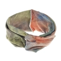 Detail of bohemian tie-dye elastic headband showing green and orange fabric texture - Green Tie Dye