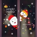 Christmas Santa Claus window decal with snowman and Merry Christmas text decor - 6253-Welcome Santa Snowman Set