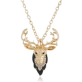 Funkelnde Kristall-Rentier-Halskette und Brosche Kombi-Schmuck in Gold-Finish - Gold
