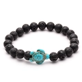 Black lava rock beaded bracelet featuring a turquoise sea turtle charm for couples - Black Lava Stone Sea Turtle Style (C Style)