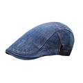 Classic dark blue washed denim ivy cap with contrast orange stitching and adjustable strap - Adjustable / Denim Blue