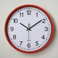 Klassische 14-Zoll runde rote Wanduhr mit weißem Zifferblatt und schwarzen Zahlen - Rot