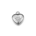 Ciondolo a cuore in acciaio inossidabile argento con motivo solare inciso e gancio - Argento (KLJ092-Z)