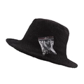 Chic black sherpa bucket hat for women with warm fleece texture and accessories - Black