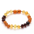 Barnsteen baby armband met kleurrijke ruwe kralen en veilige handgeknoopte draad - Mat