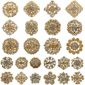 KZ001+KZ002--24Pcs Set Gold White Rhinestone