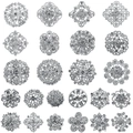 KZ001+KZ002--24Pcs Set Silver White Rhinestone