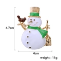 Enamel snowman brooch with green hat and red bird, 4.7cm height festive jewelry piece - Snowman with Broom