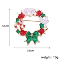 Christmas wreath brooch with red bow and holly leaves in enamel finish, 4.5cm height - Dove Wreath