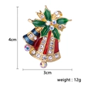 Christmas bell brooch with green holly leaves and colorful zircons in 4x3cm size - Large and Small Bells