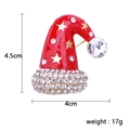Christmas hat brooch with red enamel and white rhinestones, 4.5cm height gold-plated pin - Star Christmas Hat