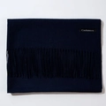 Navy blue faux cashmere scarf with fringe tassels in a neat rectangular fold - Black