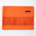Solid orange cashmere-feel scarf with long tassels and premium woven label detail - Orange