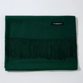 Solid dark green cashmere scarf for women with elegant tassel trim in soft winter knit - Dark Green
