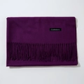Thick warm dark purple faux cashmere scarf with tassels and material label - Violet