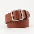 Cintura classica in pelle marrone con fibbia ad ardiglione quadrata argento lucido - 110*3.2 / Cammello+Fibbia Argentata