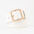 Ceinture blanche en similicuir pour femme avec boucle carrée dorée élégante - 110*3.2 / Blanc+Boucle Dorée