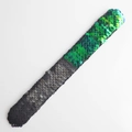 Green and black sequin slap bracelet with soft velvet backing for Christmas gifts - Mermaid Green and Black
