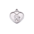 Colgante de corazón en acero inoxidable plateado con diseño de niño y niña DIY - Color Acero (KLJ143-Z)