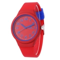 Orologio al quarzo in silicone rosso e blu per bambini con quadrante a numeri arabi - Rosso
