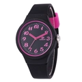 Orologio sportivo in silicone nero e rosa per bambini con numeri arabi leggibili - Nero