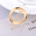 Minimalist gold-plated metal round hairpin with U-shaped pin, 3cm diameter circle hair clip - Gold - Irregular Circle