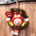 Christmas wreath featuring a snowman with owl hat and Let it Snow heart sign - Small Hand-up Wreath B (Owl & Snowman)