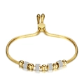 Pulsera ajustable de acero dorado con cuentas de cristal de 6mm y cierre deslizante - Dorado