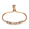 Elegante pulsera ajustable de cadena de serpiente oro rosa de 6mm con cuentas de strass - Oro rosa