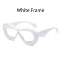 Fashionable oversized white infinity-shaped frame glasses with clear blue light blocking lenses - White Frame