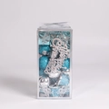 32-piece Christmas tree ornament set featuring blue and silver glitter balls in a box - 32-Piece Set / Lake Blue and Silver
