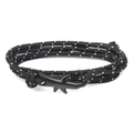 Multilayer black woven shark anchor bracelet with reflective fibers and matte black finish - No. 13 Black Shark