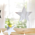 Hanging silver glitter star banners for birthday party and wedding wall decoration - 4m Small Mirror Silver Star Garland