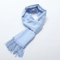 Light blue brushed cashmere scarf with fringe hem, soft warm pashmina shawl for women - Sky Blue