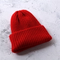 Classic bright red knit beanie for children made of warm chunky yarn for winter - Red