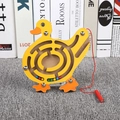 Yellow duck wooden magnetic pen maze toy with colorful beads for children's learning - Little Duck