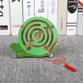 Green snail-shaped wooden magnetic maze toy with colorful beads and stylus for kids - Turtle