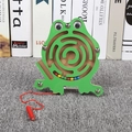 Green frog magnetic wooden maze puzzle with colorful beads and red stylus for kids - Frog