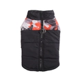 Winter waterproof pet vest with orange camo pattern and dual metal D-rings for leash - Semi-Camo Red