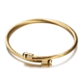 Brazalete rígido de cable trenzado de acero inoxidable chapado en oro de 18K 3mm para mujer - Dorado