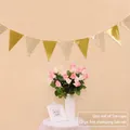 5m gold and white triangle bunting banner for birthday party and wedding decoration - Wave Pattern Triangle Bunting / Gold