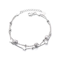 Double-layer silver star charm bracelet with polished beads and frosted hollow spheres - Transfer Bead Star Bracelet
