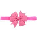 Bandeau bébé avec nœud en ruban rose à texture gros-grain et bande élastique - Rose Clair