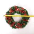 Corona de Navidad verde de 40cm con lazos de malla roja y mini cajas de regalo decorativas - 30cm-Sin Luz