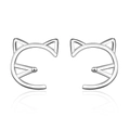 Orecchini a perno a forma di gatto in argento con design traforato e riflesso naturale - Argento (Rame Placcato Platino)