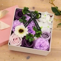 Square soap flower gift box with purple roses and pink carnations for women - 15cm*15cm*8cm / Carnation Small Square Box (Purple)