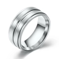 Anillo minimalista de 8mm en acero inoxidable plateado con doble ranura esmerilada - US 7 / Color Acero