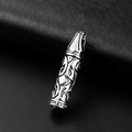 Silver bullet pendant necklace in titanium steel with intricate engraved star patterns - Silver Pendant (Without Chain)