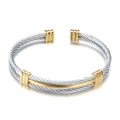 Bracciale rigido intrecciato da 10mm in acciaio inossidabile bicolore oro e argento - Oro
